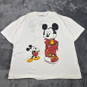 Vintage 80s Disney Mickey Mouse T-Shirt White XL Double-Sided Streetwear